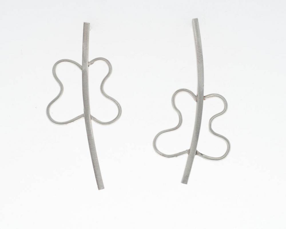 Butterfly Effect Earrings Sterling Silver Modern Design Square Wire Curved Wings Worldwide